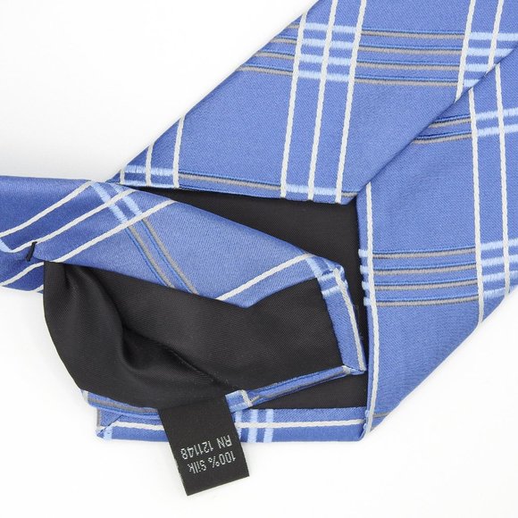 Michael Kors Han Blue Plaid Checkers Neck Tie - Picture 6 of 9